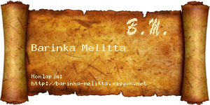 Barinka Melitta névjegykártya